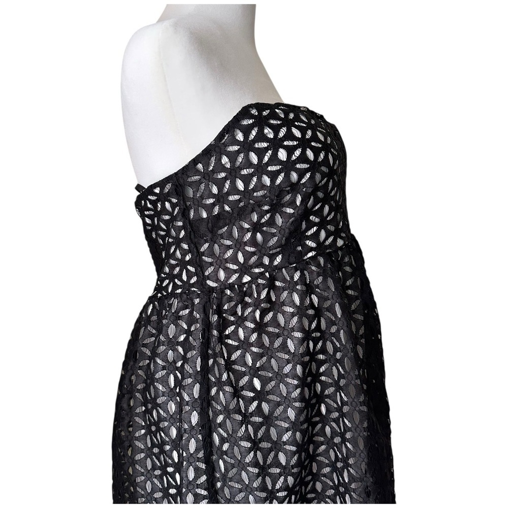 Motherhood Maternity Black Geometric Lace Knee Length Strapless Dress Size M - Picture 7 of 10